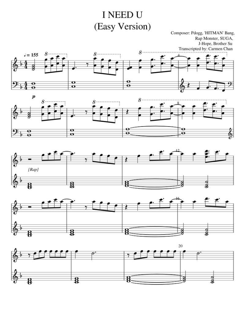 Bts Piano Notes Letters Caipm