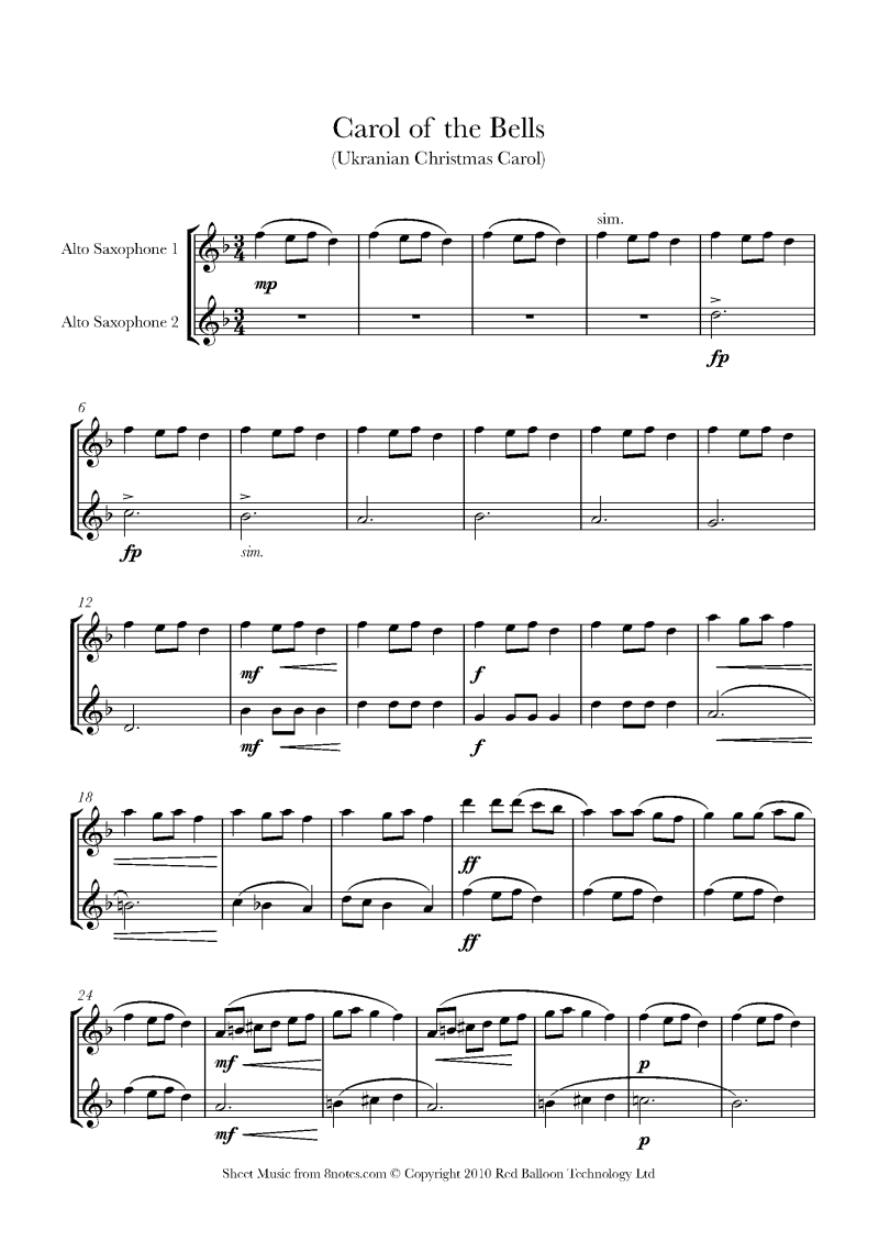 Carol Of The Bells Piano Letters – Caipm