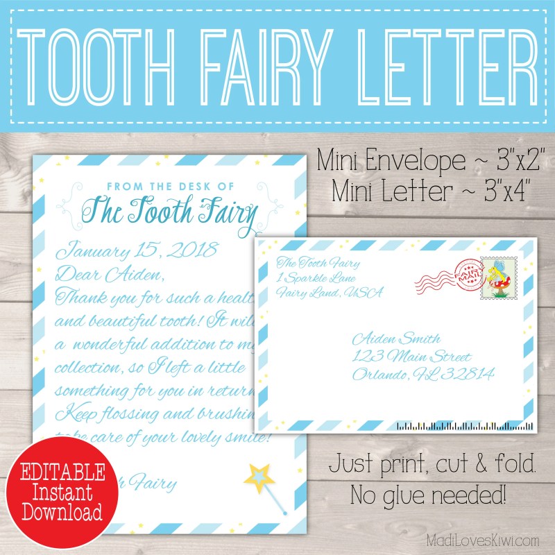toothfairy editable letter