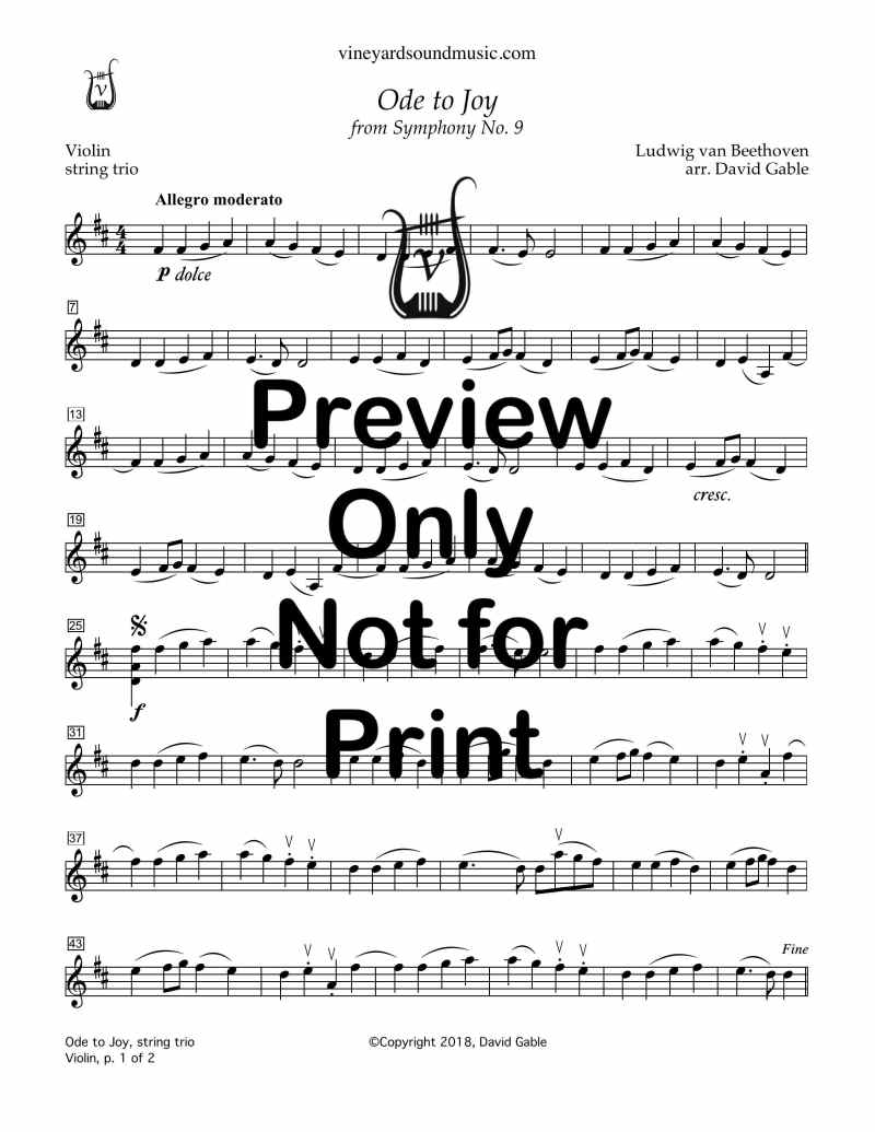 Ode To Joy Violin Sheet Music With Letters Caipm 0733