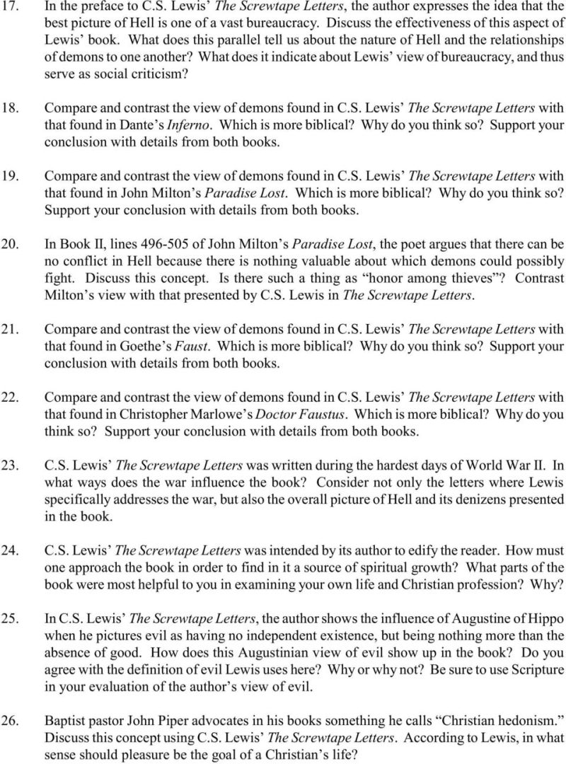 Screwtape Letters Chapter 5 Caipm
