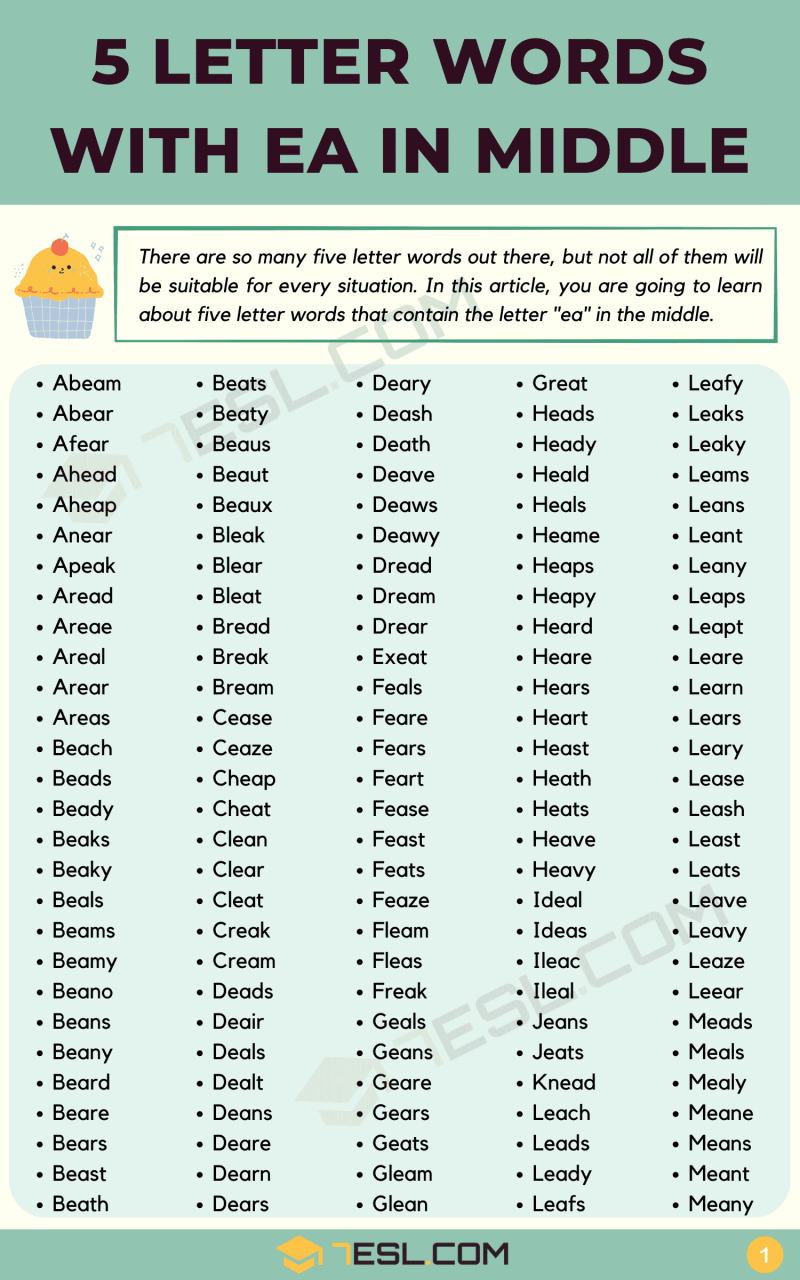 words that start with ea and have 5 letters